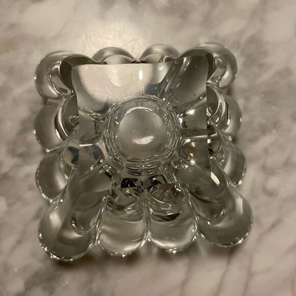 Vintage Heisey Glass Clear Crystolite Square Flower Candlesticks - Picture 3 of 5